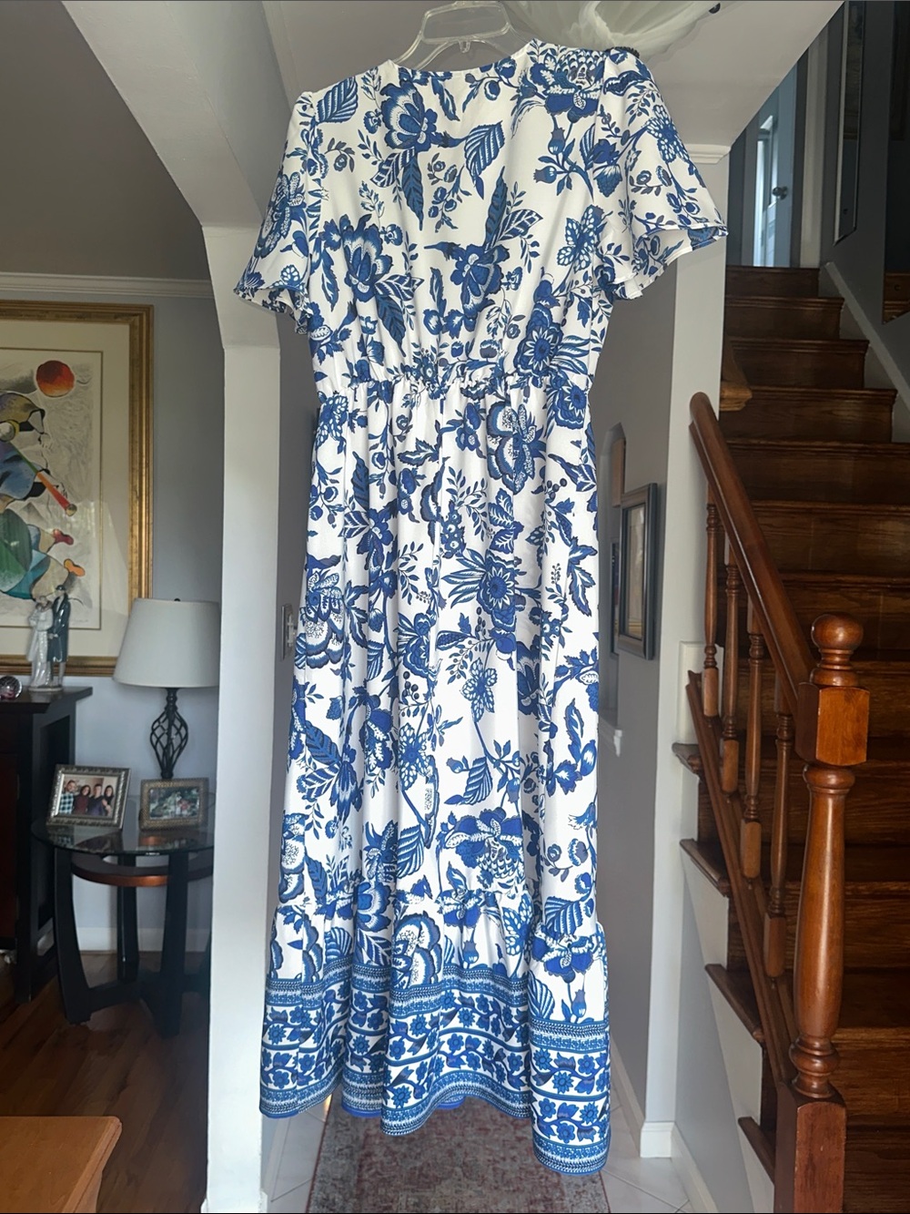 Emory Rose Blue & White Floral Midi Dress - Casual Summer Style Sz L - Picture 3 of 9